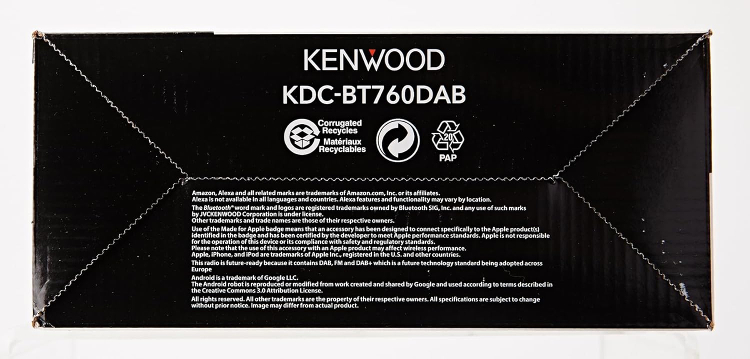 Kenwood KDC-BT760DAB CD Car Radio with DAB+ and Bluetooth Hands-Free Kit (USB, AUX-In, 2 x Pre-Out 2.5 V, Amazon Alexa, Sound Processor, 4 x 50 W, VAR Lighting, Antenna)-9