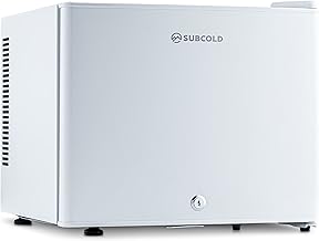 Subcold Aire20 LED Mini Fridge | 20L Small Table Top Model | Quiet Frost Free Fridge for Bedrooms & Hotels | Lockable with Solid door & interior LED light (White)