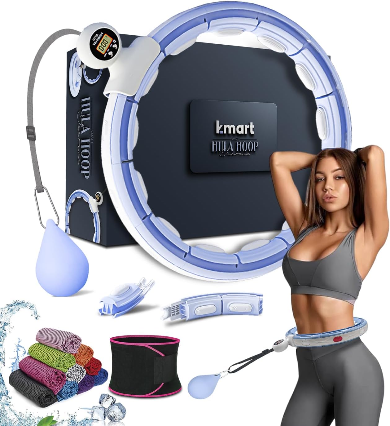 Smart Weighted Hula Hoop For Adults, Detachable Fitness Ring With 360 Degree Auto-Spinning Ball Massage, Smart Ring Hula Hoops For Adults, Fitness Equipment For Weight Loss-0