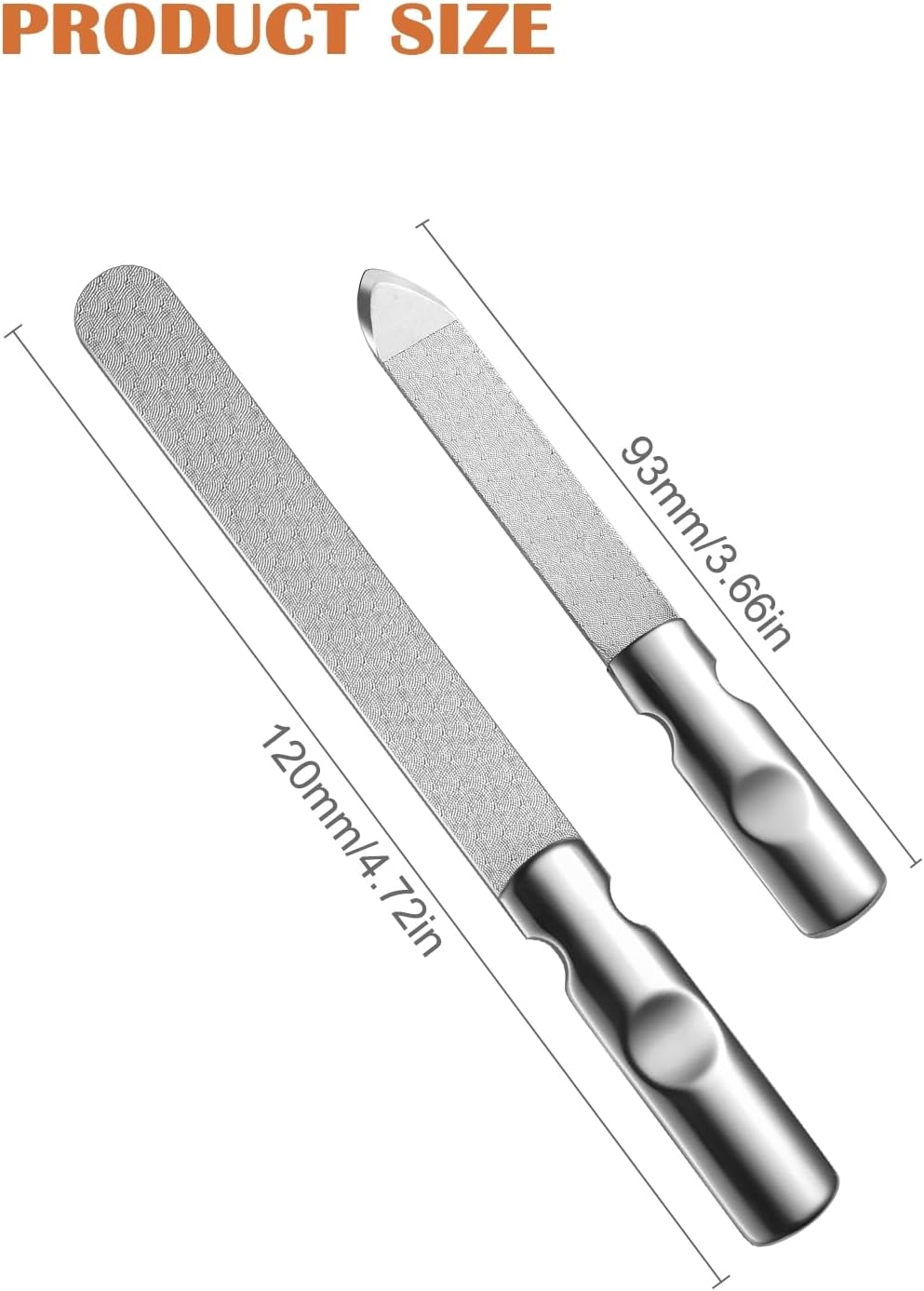 FVION Nail File Set - 2 PCS Professional Metal Nail Files, Stainless Steel Nail File for Fingernails Toenails, Double-Sided Nail File with Coarse and Fine Manicure Pedicure Tools-4