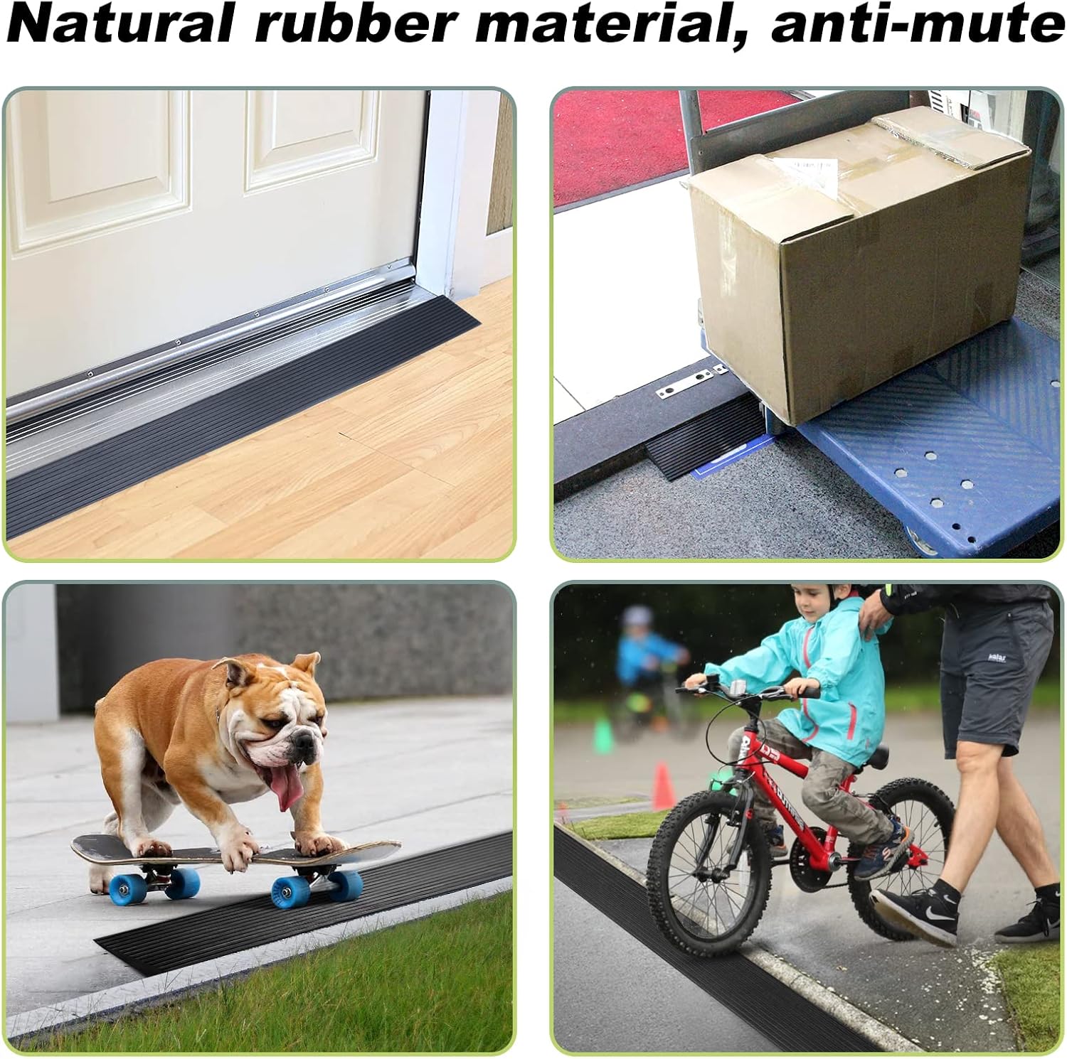 LIEKUMM 1cm Height Threshold Ramps, 90cm Wide Wheelchairs Ramps, 650KG Capacity Non-Slip Rubber Ramps for Doorways, Steps, Stairs, Free to Cut Kerb Ramp-3