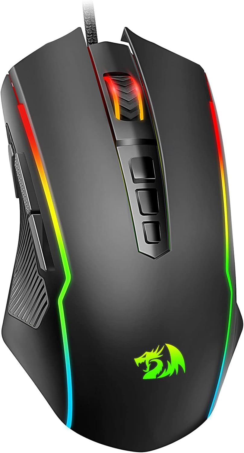 Redragon Gaming Mouse, RGB Gaming Mouse Wired with 9 Programmable Macro Buttons, Chroma RGB Backlit, 8000 DPI Adjustable, PC Gaming Mice with Fire Button for Windows/Mac, Black, M910-K-0