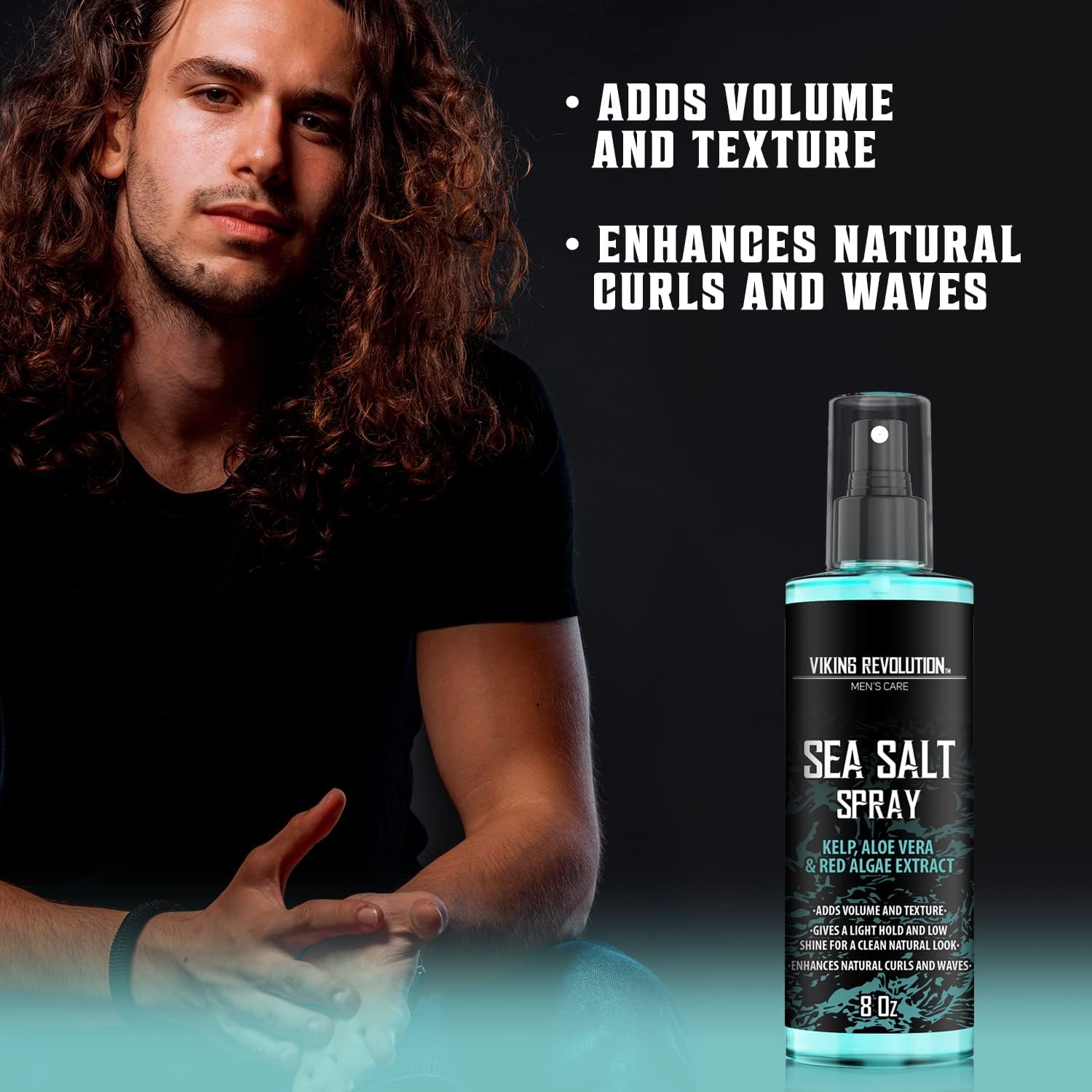 Viking Revolution Sea Salt Spray for Hair Men - 240ml Hair Texturizing Spray with Kelp, Aloe Vera & Red Algae Extract - Surf Spray To Add Volume and Texture - Gifts For Men-2