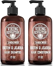 Viking Revolution - Mens Shampoo - Mens Shampoo And Conditioner - 2 x 500 ml - Natural Shampoo with Jojoba Oil and Biotin - Sandalwood Shampoo Men