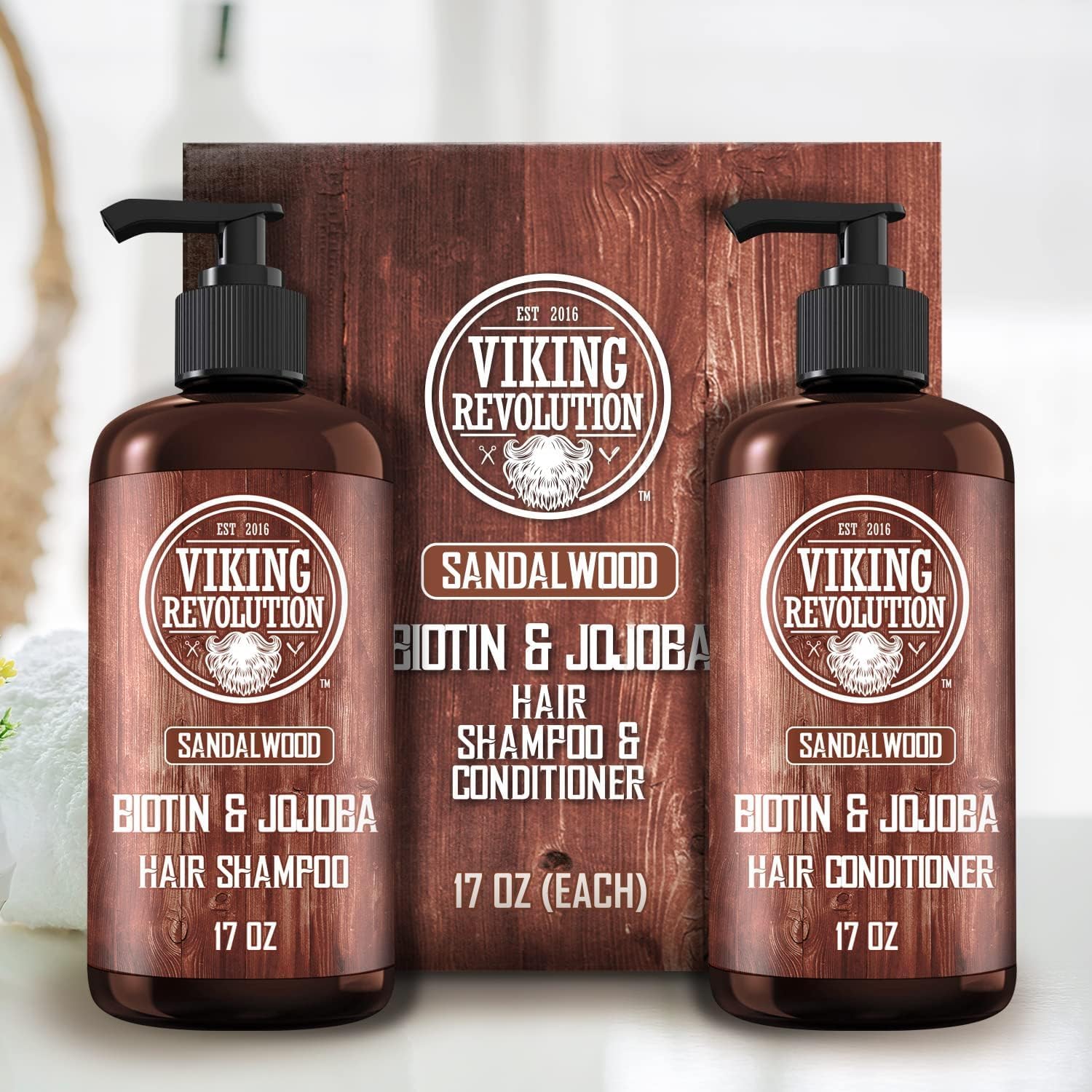 Viking Revolution - Mens Shampoo - Mens Shampoo And Conditioner - 2 x 500 ml - Natural Shampoo with Jojoba Oil and Biotin - Sandalwood Shampoo Men-3