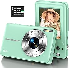 Digital Camera 1080P Kids Camera 44MP HD Compact Digital Camera Photo Camera Digital Camera Cheap with 2.4" Screen 16X Digital Zoom and 1 Battery for Girls, Boys, Beginner-Green (No Card)