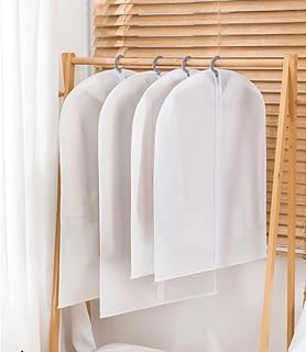 MaxEarn 10pcs Translucent Garment Bags, Dustproof Clothes Covers with Zipper, Waterproof Moth Proof Breathable Clear Hanging Dress Cover, Suit Protector Bag for Travel Storage(60*100cm & 60*120cm)