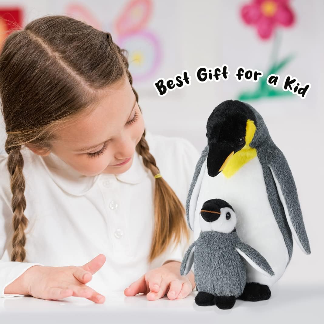 Penguin Mom & Baby Plush Toy, 33cm Stuffed Animal Small Plushie Doll, Soft Fluffy Like Real Penguin Hugging Toy - Present for Every Age & Occasion (assa-911)-1