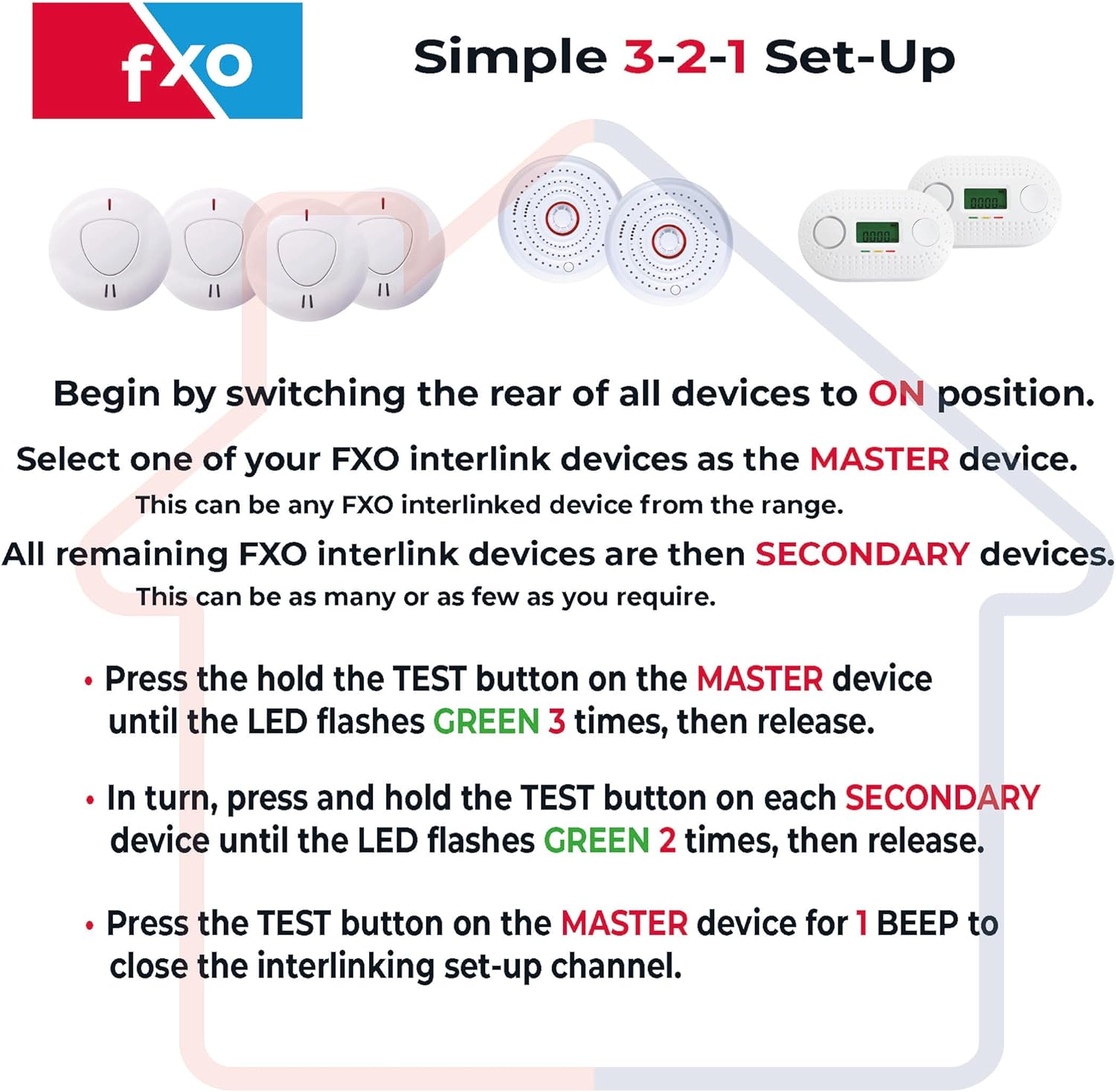 fxo Interlinked Optical Smoke Alarm, Heat Alarm & Carbon Monoxide Alarm Bundle - x1 Wireless Heat, x3 Optical Smoke & x1 CO Detector - Fire Alarms Multipack with 10 Year Tamper Proof Battery-3