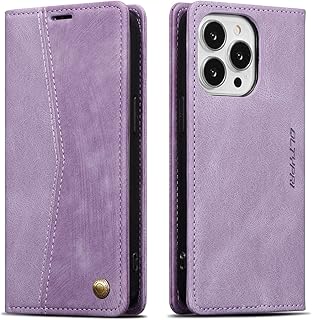 QLTYPRI Wallet Case for iPhone 13 Pro, Vintage PU Leather Folio Case with Card Slots Kickstand Magnetic Closure Shockproof Flip Phone Cover for iPhone 13 Pro - Purple