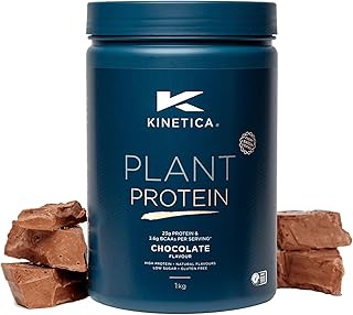 Kinetica Chocolate Flavour Plant Protein 1kg | Blend of Pea and Rice Protein | Vegan | 23g Protein per Serving, 33 Servings.