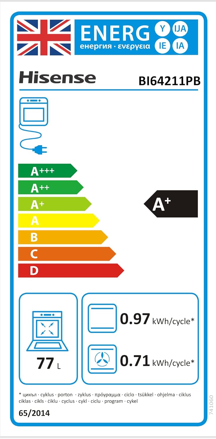 Hisense BI64211PB 77 Litre Built In Electric Single Oven With Pyrolytic Cleaning, Pizza Mode, Multiphase Cooking- Black 22x23x23 inches (LxWxH) - A+ Rated, Extra Large-13