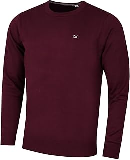 Calvin Klein Mens 2024 Crew Neck Cotton Breathable Golf Sweater