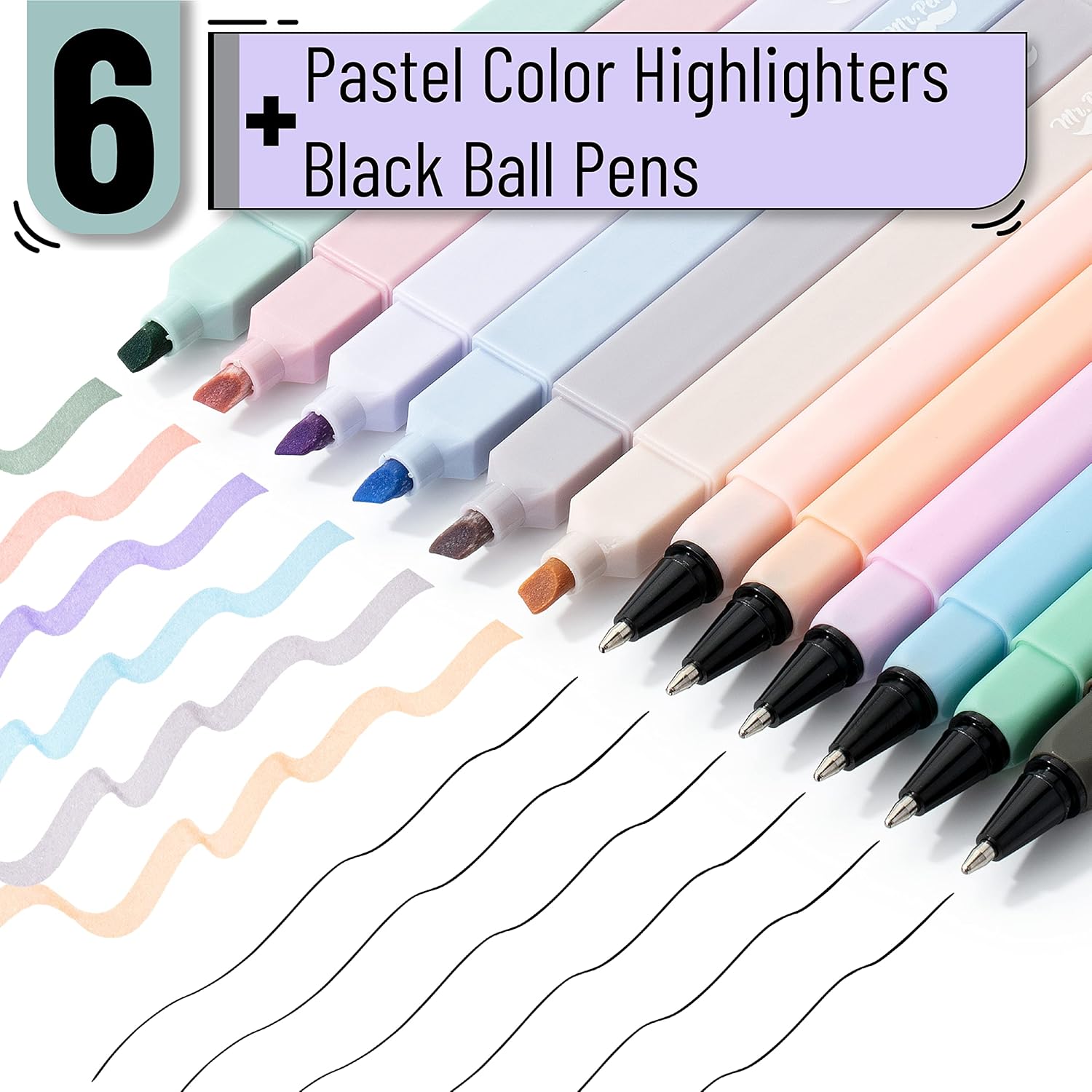 ZASTION Mr. Pen- Aesthetic Highlighters and Pens No Bleed, 12 Pack, Pastel Color, Black Ink, No Bleed Highlighters for Bibles-1