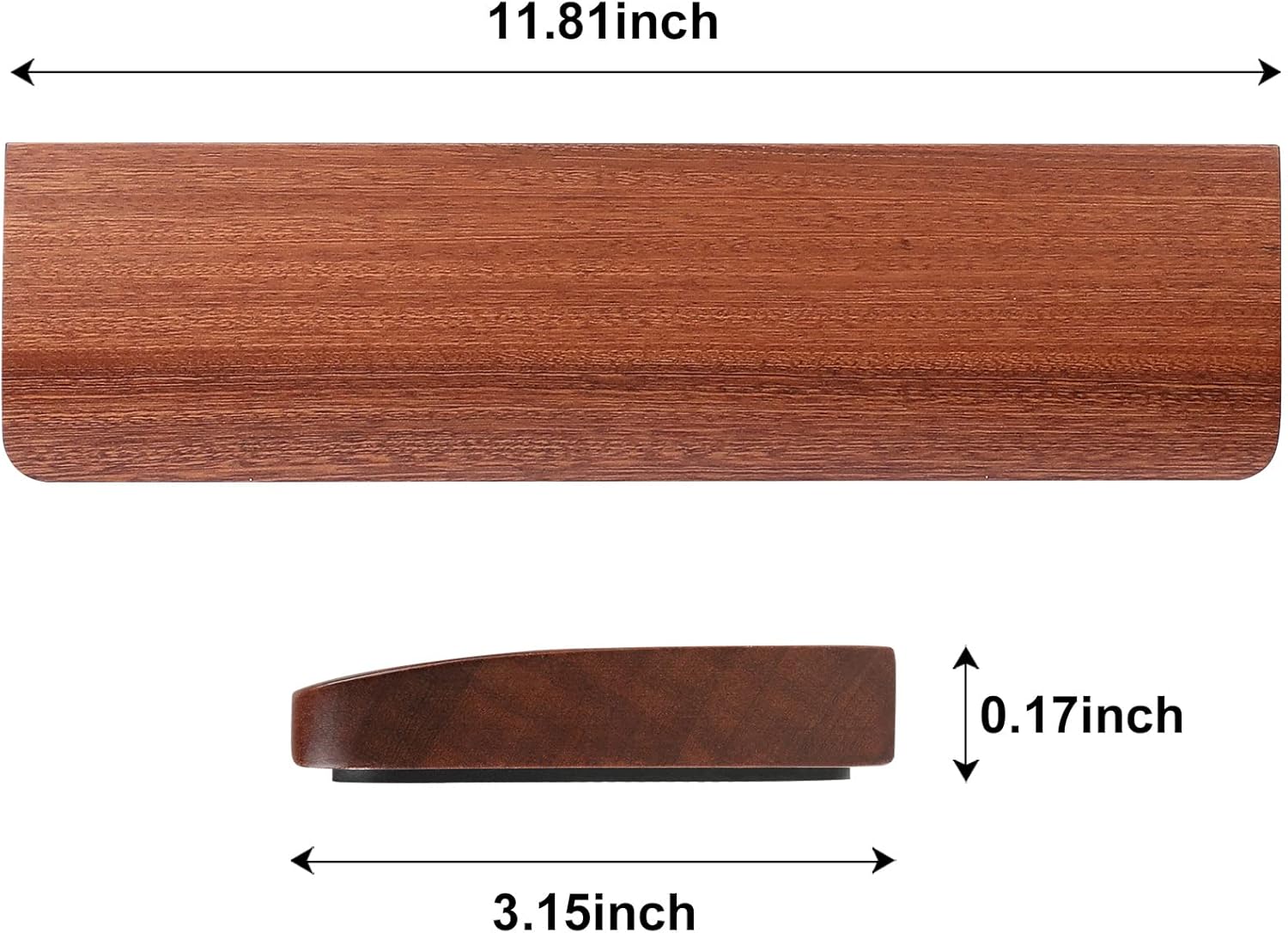 Wooden Keyboard Wrist Rest for 60% Keyboard, Ebony Wood Wrist Rest Pad Support with Anti-Slip Rubber Base, MageGee Ergonomic Comfortable Keyboard Palm Rest for Pain Relief, Easy Typing-1