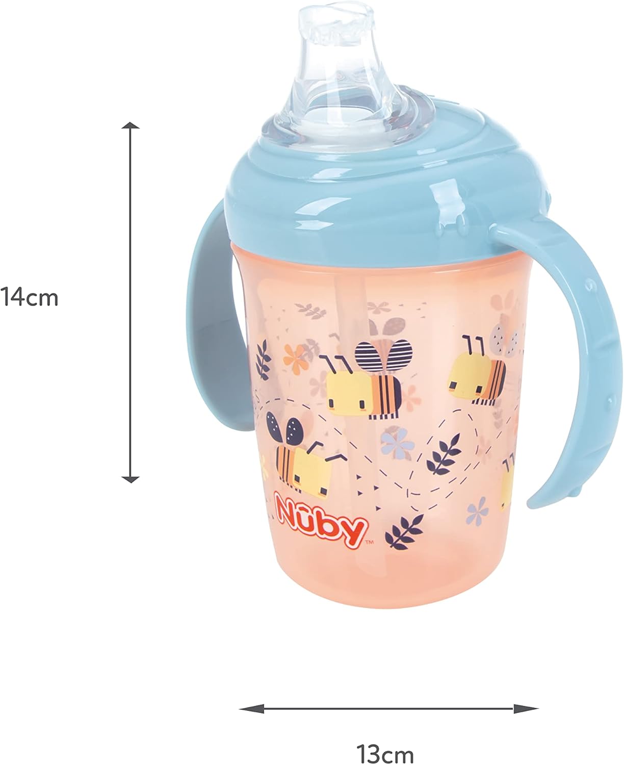 Nuby Polypropylene (PP) Grip N Sip Water Bottle - No Spill Sippy Cup 240ml / 8oz Twin Handle Dishwasher and Microwave Safe Suitable Beaker for 4 Months Plus (Bees, Pack of 2) 048526890408-1