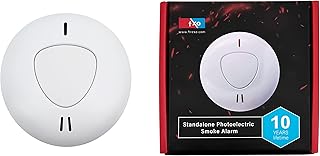 fxo Standalone Optical Smoke Alarm - Smoke Detector with 10 Year Tamper Proof Battery & Loud Alarm - Smoke Alarm for Kitchen, Home, Office & Garage - Easy to Install, No Wire Installation