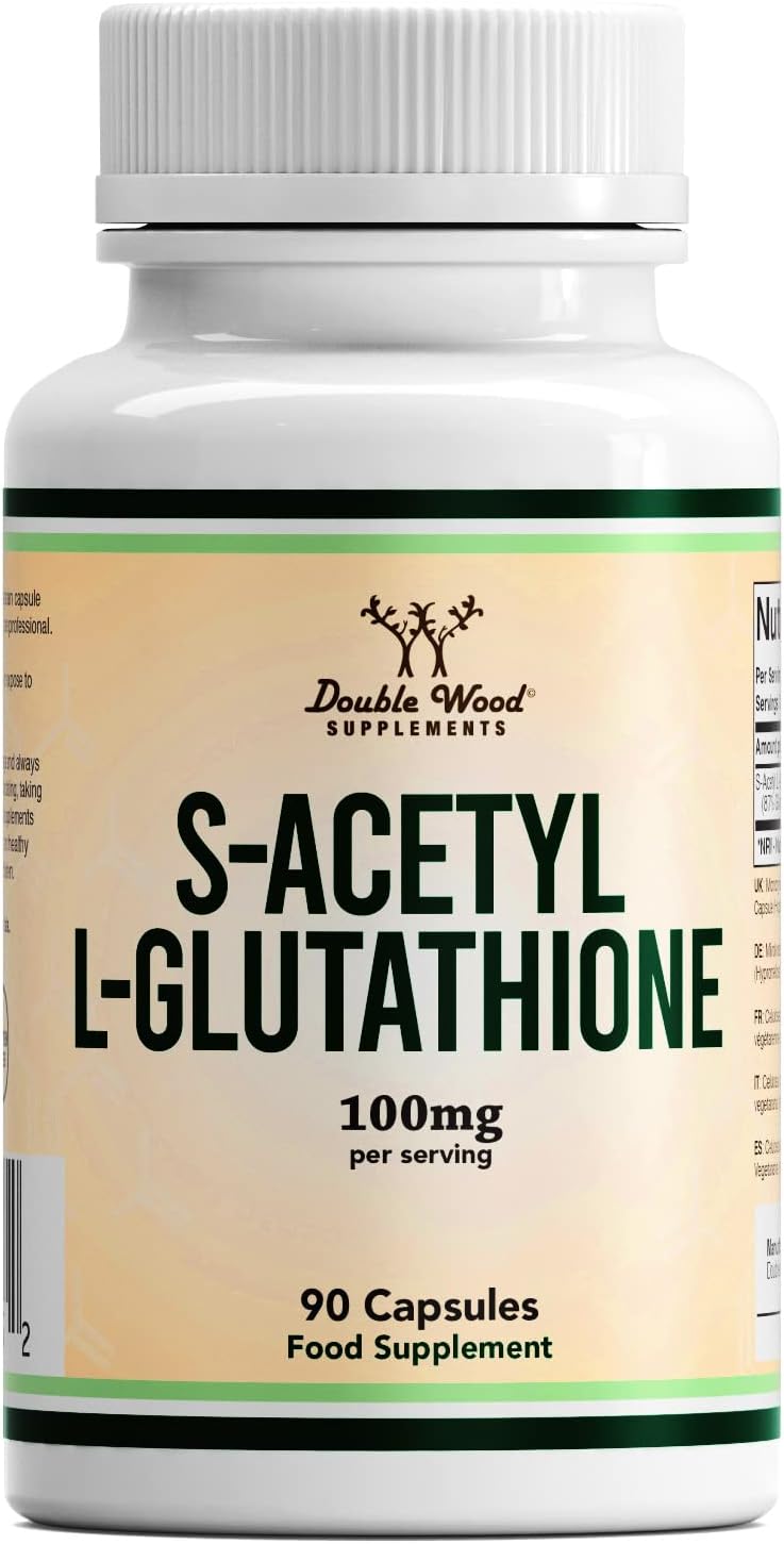 Double Wood Glutathione Supplement | 90 S-Acetyl L-Glutathione Capsules - 100mg per Serving | L Glutathione Antioxidant Supplement | Non-GMO & Gluten Free-0