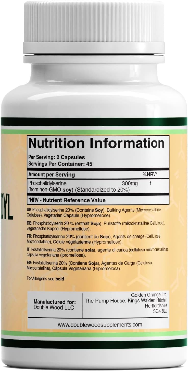 Double Wood Phosphatidylserine Supplement | 90 High Strength Phosphatidylserine Capsules - 300mg per Serving | Non-GMO & Gluten Free-3