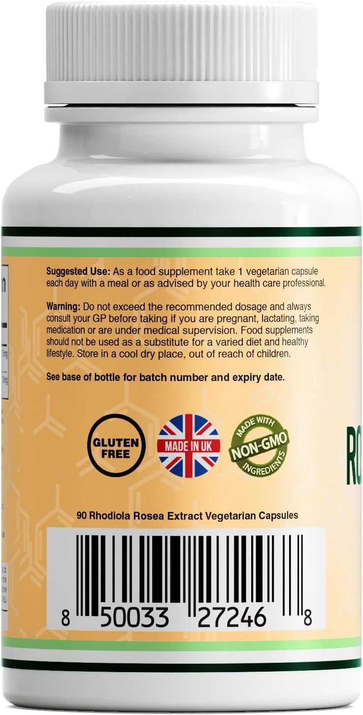 Double Wood Rhodiola Rosea | 90 Rhodiola Rosea Complex - 500mg Rhodiola - Rosea per Serving | High Strength Rosea Supplement | Non-GMO, Gluten Free | Manufactured in The UK-2