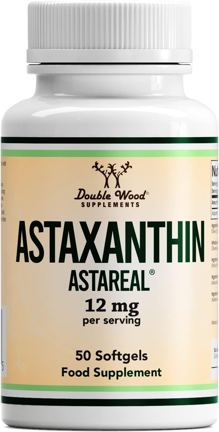 Double Wood ASTAREAL Natural Astaxanthin | 50 Softgels - 12mg Natural Astaxanthin Per Serving | High Strength Antioxidant Supplement Backed by 35 Years of Research | Non-GMO & Gluten Free-0