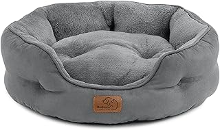 Bedsure Large Cat Bed Washable - Grey Cat Bed for Indoor Cats and Kitten, Small Cat Bed Sofa with Slip-Resistant Bottom for Puppy Dogs, Gift For Cats and Small Pets, Round, 51x48x15cm