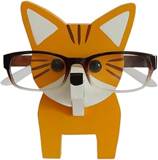 VHIMASA Glasses Holder Cat Shaped Wooden Eyeglass Holder 3D Puzzle Eyeglasses Sunglasses Display Rack for Home Office Desk Decorations