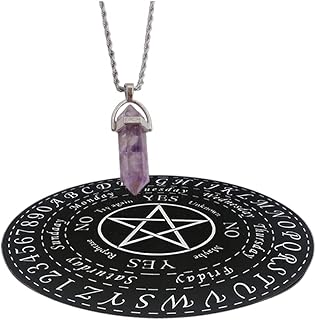 VHIMASA Pendulum Board Wooden Divination Board Crystal Dowsing Pendulum Necklace Witchcraft Supplies Metaphysical Wiccan Gifts for Witches