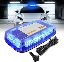 I LITTON Blue Flashing Beacon Light, 48-LED Blue Strobe Light with Magnetic Base, 16 Modes Car Roof Light LED Warning Light Bar LED Emergency Strobe Light for Trucks Snowplow Farm Vehicles