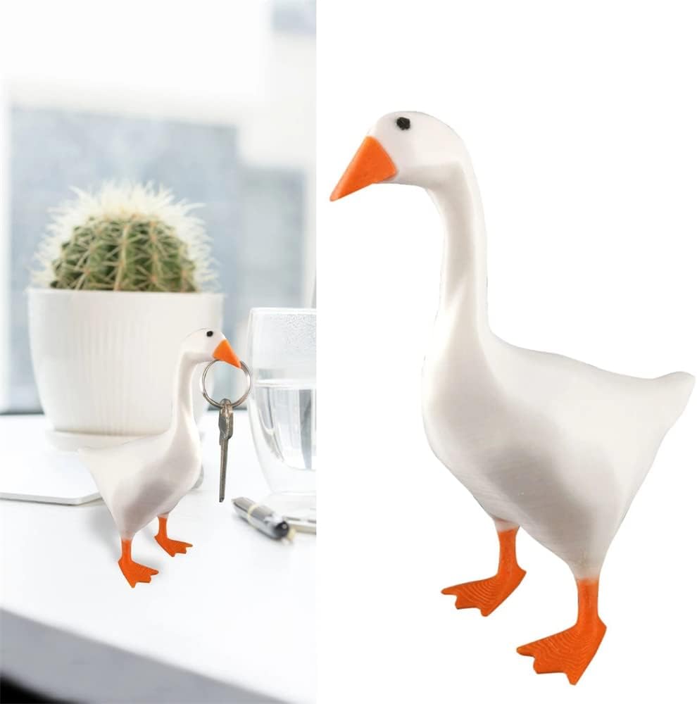 VHIMASA Magnetic Goose Key Holder Resin Duck Key Storage Rack Sculpture Goose Decoration Animal Figurine for Entryway Kitchen Office Living Room Desktop Ornament-3