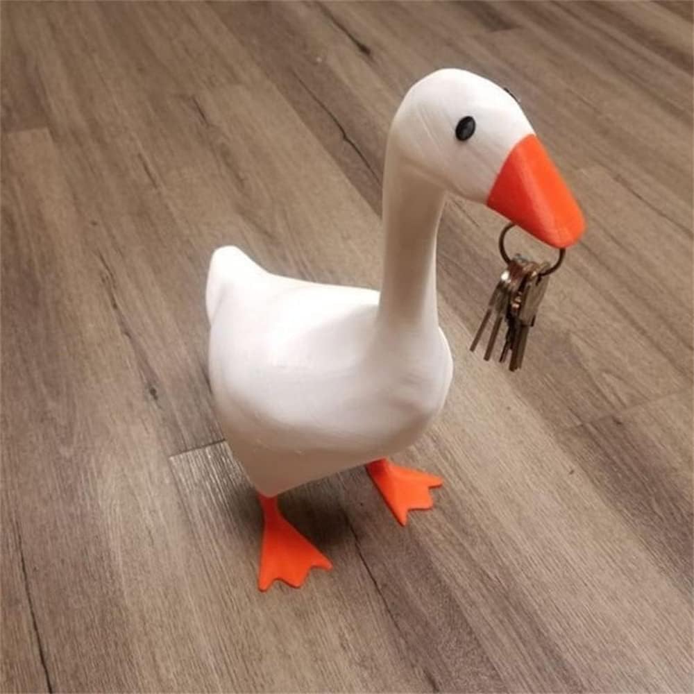 VHIMASA Magnetic Goose Key Holder Resin Duck Key Storage Rack Sculpture Goose Decoration Animal Figurine for Entryway Kitchen Office Living Room Desktop Ornament-4