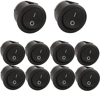 VHIMASA 10 Pcs Round Rocker Switch,ON/Off Toggle Switch,Press Toggle Button 6A/250V 10A/125V for Car Auto Boat Marine