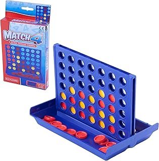 Travel Sized Classic 4 in a Row Game, 42 Counters, Mini Size Board Game for Kids, Match Four in a Line