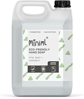 Miniml Hand Soap Wash Liquid 5L Refill - Lime, Basil & Mandarin Infused Hand, Skin & Body Wash Gel for Soft and Sensitive Skin Care - 100% Vegan & Cruelty Free