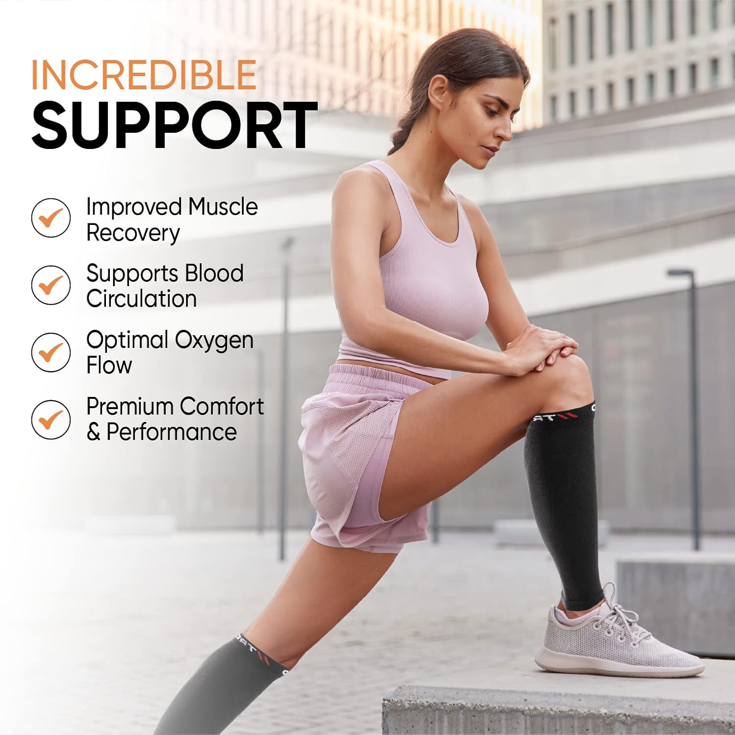 //TREAD Calf Compression Sleeves For Men and Women - Circulation Support - Best for Shin Splints, Medical, Injury, Running, DVT, Nurses, Flight-1