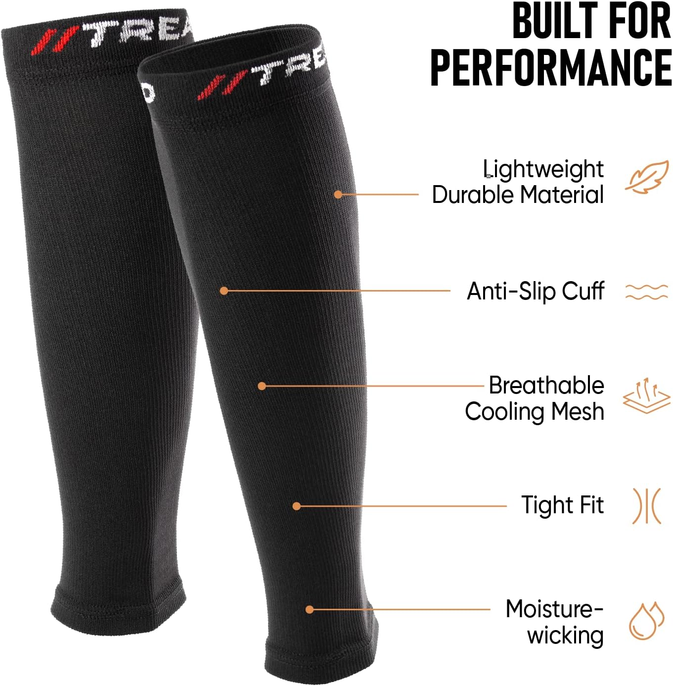 //TREAD Calf Compression Sleeves For Men and Women - Circulation Support - Best for Shin Splints, Medical, Injury, Running, DVT, Nurses, Flight-3