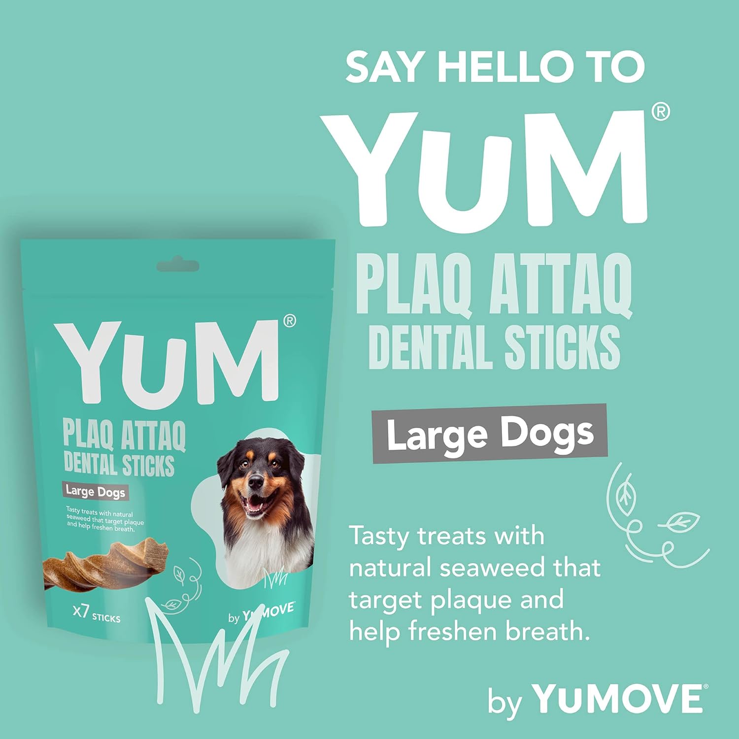 YuM by YuMOVE Plaq Attaq, Dental Sticks for Large Dogs, Pack of 7 Sticks-1