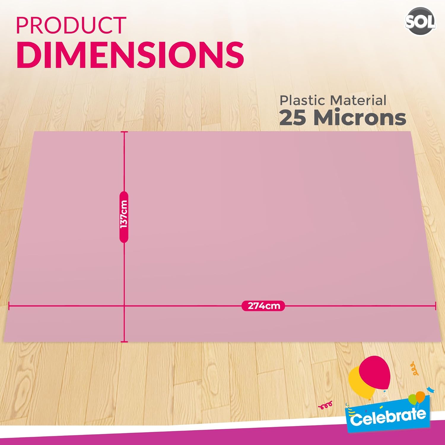 2pk Long Pink Table Cloth Party | 274 x 137cm | Plastic Table Cover Party Table Cloth Disposable Tablecloths for Parties | Plastic Tablecloth | Pink Disposable Tablecloth | Pink Plastic Table Cloth-1