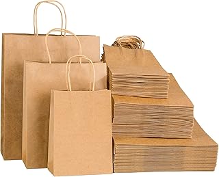 100pcs Brown Kraft Paper Bags with Handles Mixed Size Gift Bags Bulk,Perfect Kraft Paper Bags for Business, Shopping Bags,Retail Bags,Party Bags,Favor Bags,Merchandise Bags