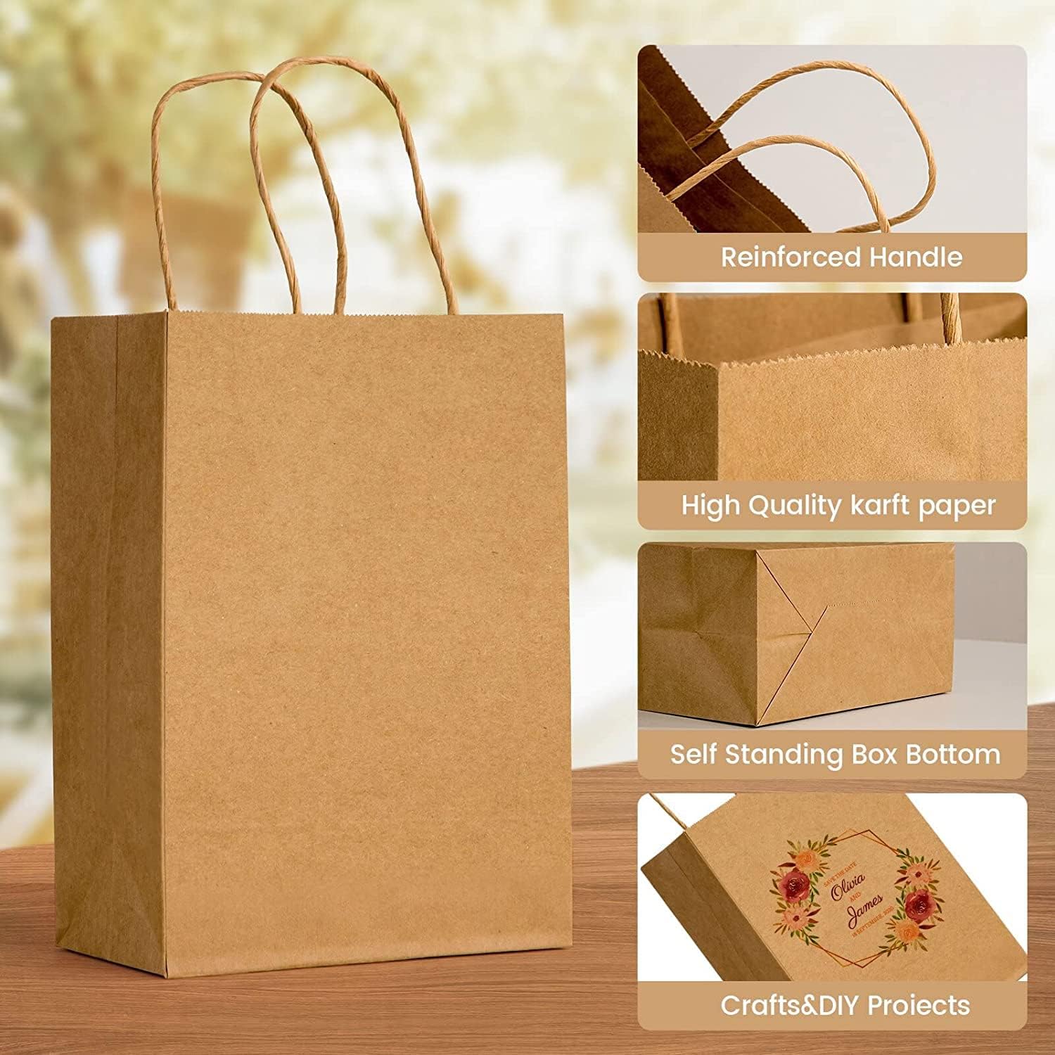 100pcs Brown Kraft Paper Bags with Handles Mixed Size Gift Bags Bulk,Perfect Kraft Paper Bags for Business, Shopping Bags,Retail Bags,Party Bags,Favor Bags,Merchandise Bags-3