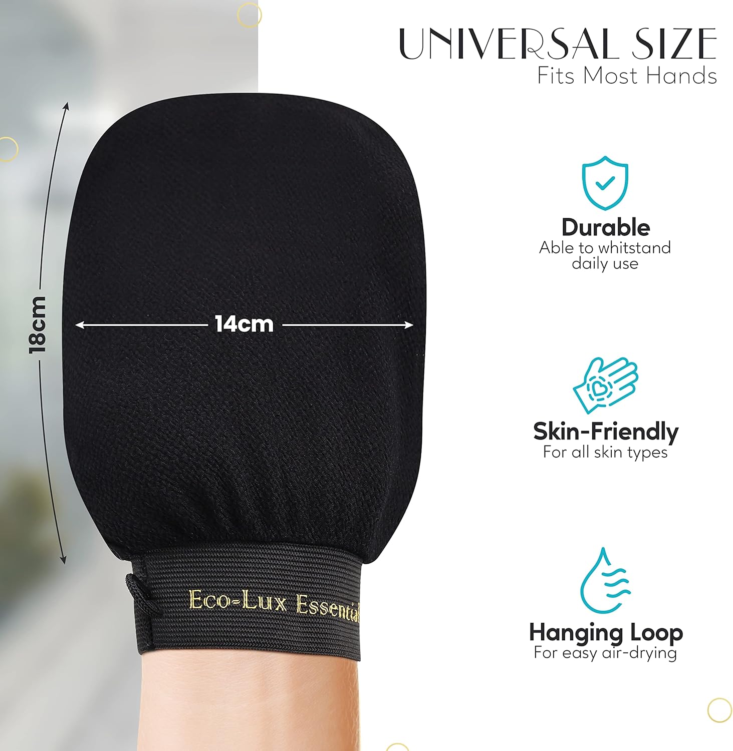 Eco-Lux Exfoliating Mitt Body Scrub Deep Cleanser Glove Dead Skin Remover Soft Skin For Bath Shower Skincare Women & Men Body Scrub Fake Tan Remover-3