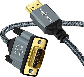 Twozoh HDMI to VGA Cable 3M. Aluminum alloy shell Nylon Braided & Gold-Plated Support 1080P/60HZ