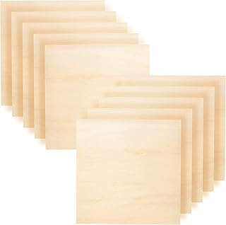 KEILEOHO 10 Pack 30cm Square Wood Sheets, 3mm Thin Wood Boards, 12 Inch Unfinished Basswood Plywood Board for Craft DIY Models