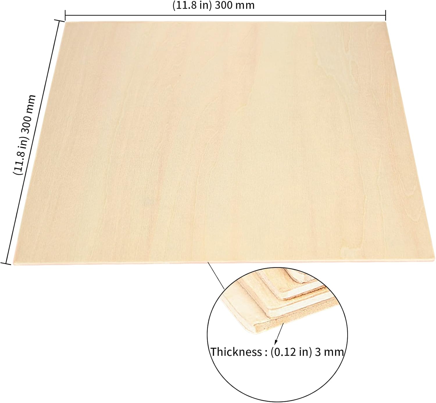 KEILEOHO 10 Pack 30cm Square Wood Sheets, 3mm Thin Wood Boards, 12 Inch Unfinished Basswood Plywood Board for Craft DIY Models-1