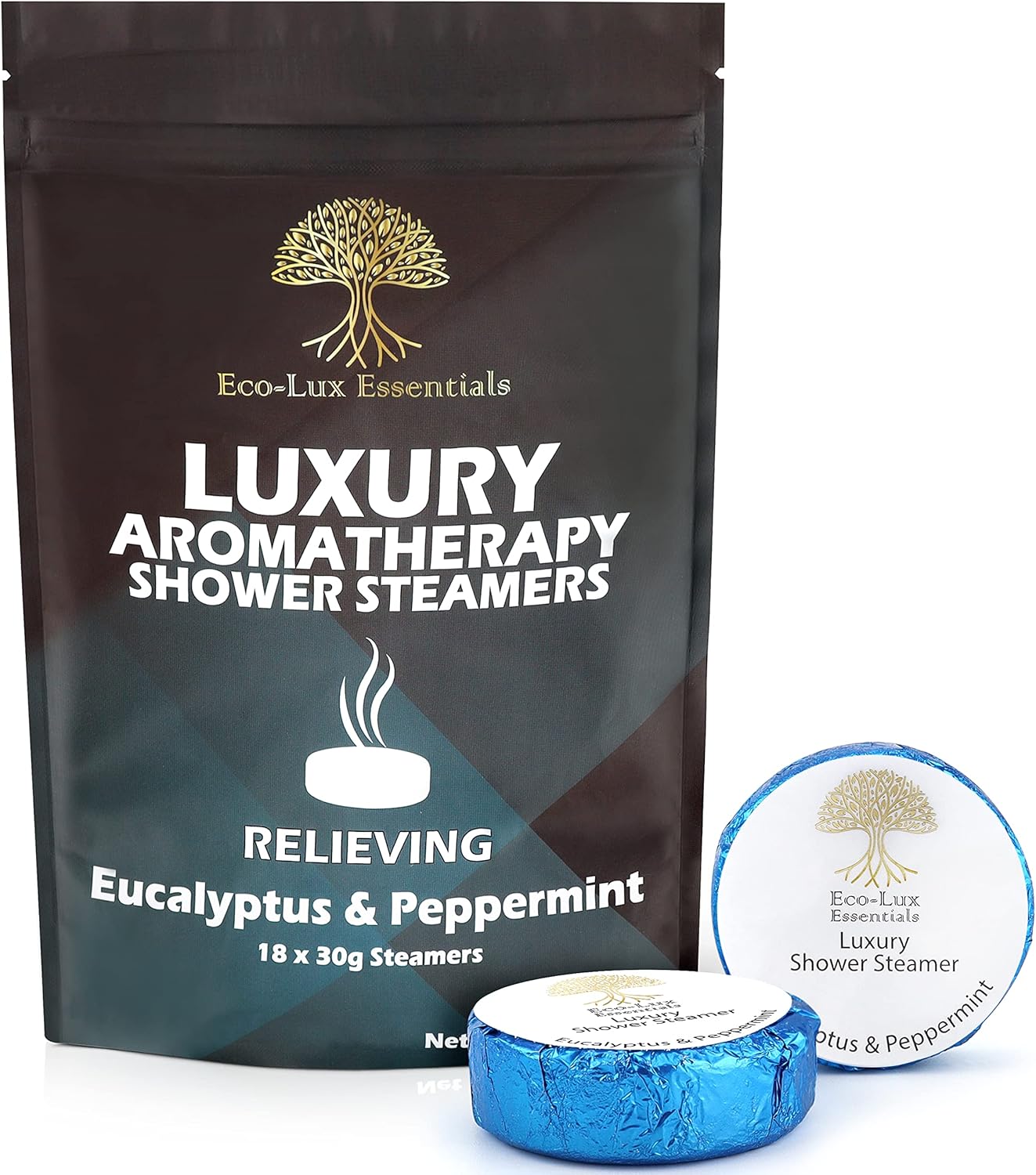 Luxury Shower Steamers Pack of 18 Aromatherapy Eucalyptus & Peppermint Essential Oils Menthol Unique Gifts Women & Men-0