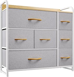 YITAHOME Chest of Drawers, Fabric 7-Drawer Storage Organizer Unit for Bedroom Living Room Closet, Sturdy Steel Frame, Easy Pull Fabric Drawer & Wooden Top, Fabric Dresser