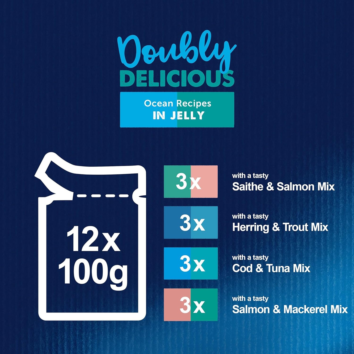 Felix Doubly Delicious Ocean Recipes Cat Food 12x100g, Pack of 4-3