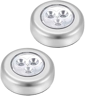 D.A.Y. Republic 2 Pack LED Battery-Powered Wireless Night Light Tap Touch Push Lamp, Self Adhesive Push Light for Closets, Cabinets, Counters or Utility Rooms, Cordless Puck Light