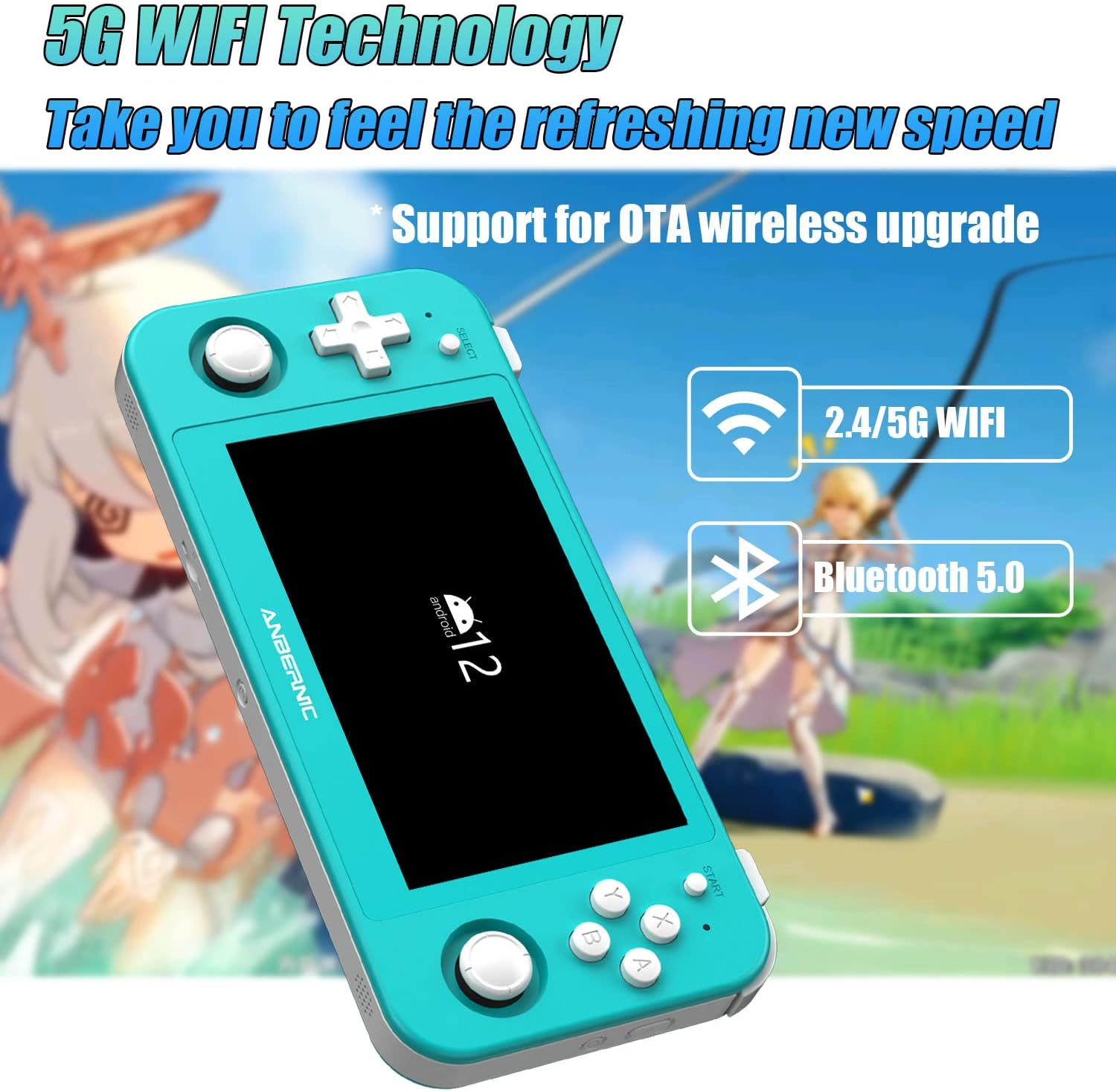 RG505 Handheld Game Console Android 12 Unisoc Tiger T618, 5G WiFi 4.2 Bluetooth 4.95-inch OLED touch screen 128G TF Card 3172 Classic Games-1