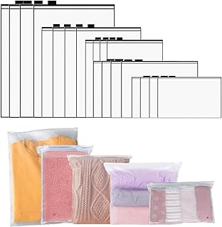 20 Pcs Reusable Ziplock Bags,Travel Clothes Storage Bags,Plastic Hospital Bag Organiser Pouches,Essentials Frosted Resealable Waterproof Luggage Bags for Clothes,Maternity,Shoes, Cosmetics,5 Sizes